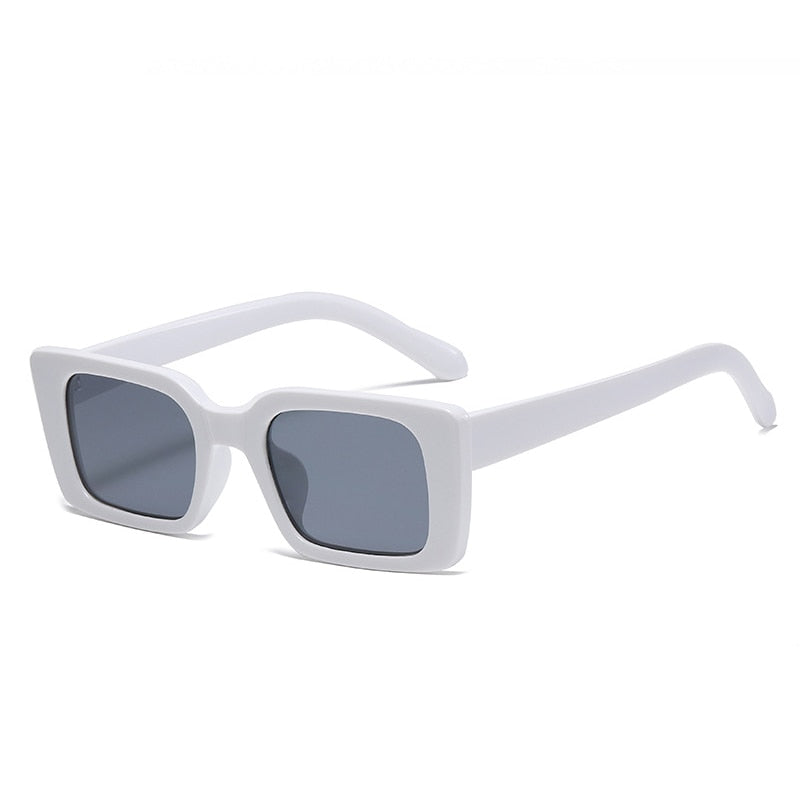 Playpark Camille Sunglasses feature vintage rectangle frames made from recycled materials and 400 UV protection - colour white.