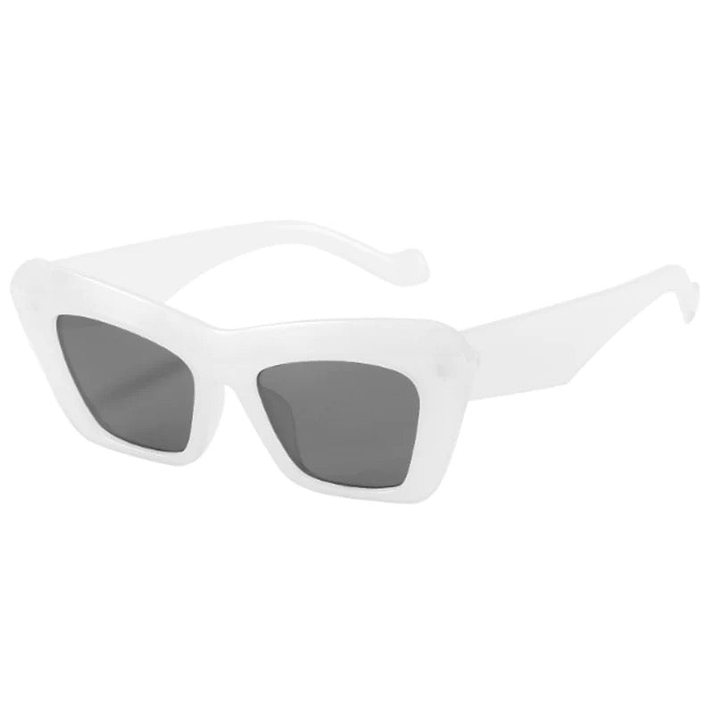 Playpark cat eye vintage style sunglasses in white, made from recycled materials and 400 UV protection.