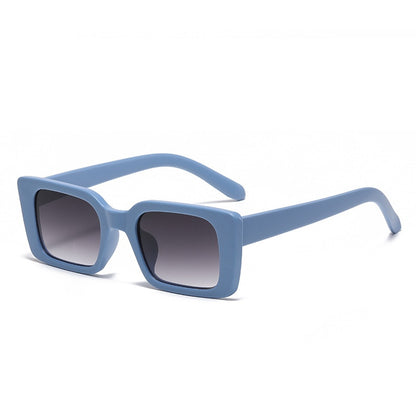 Playpark Camille Sunglasses feature vintage rectangle frames made from recycled materials and 400 UV protection - colour blue.