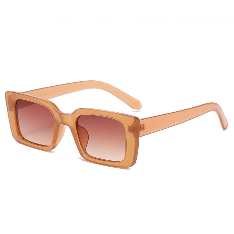 Playpark Camille Sunglasses feature vintage rectangle frames made from recycled materials and 400 UV protection - colour tan.