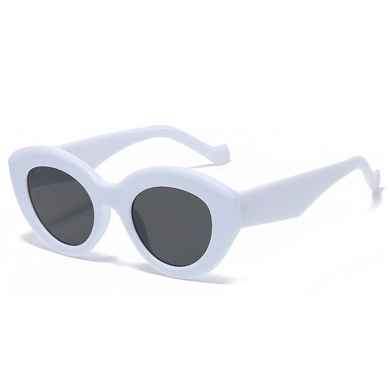 Playpark Claire Sunglasses feature a vintage cat eye with thick frames made from recycled materials and 400 UV protection - featured colour white. 