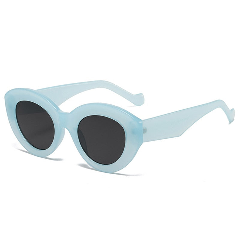 Playpark Claire Sunglasses feature a vintage cat eye with thick frames made from recycled materials and 400 UV protection - featured colour light blue. 