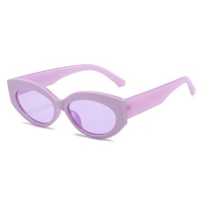 Playpark Cara Sunglasses feature vintage style frame with contrasting lenses made from recycled materials and 400 UV gradient - colour purple. 