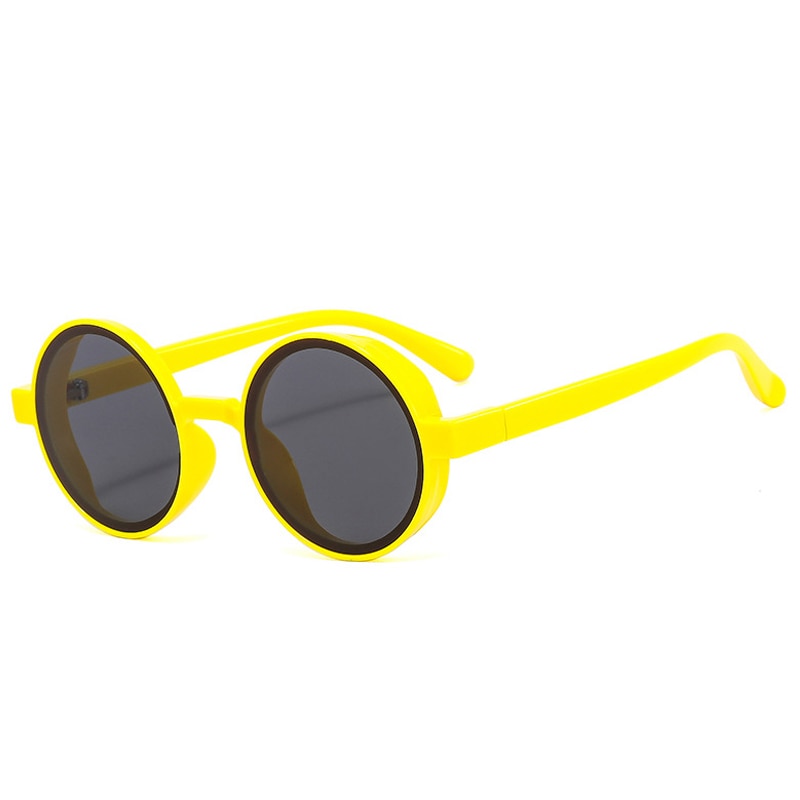 Our popular Playpark Bobby Sunglasses come in neon yellow and feature round frames made from recycled materials and 400 UV protection. 