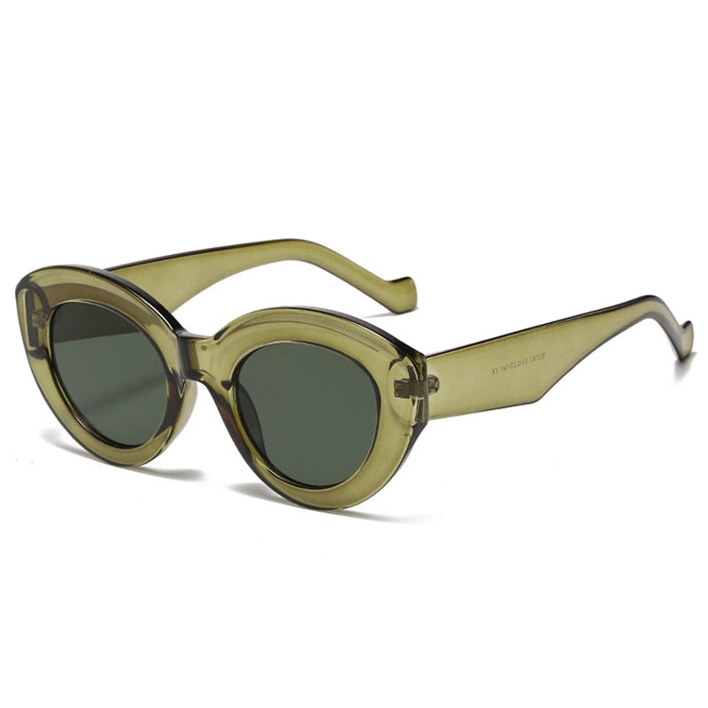 Playpark Claire Sunglasses feature a vintage cat eye with thick frames made from recycled materials and 400 UV protection - featured colour green. 