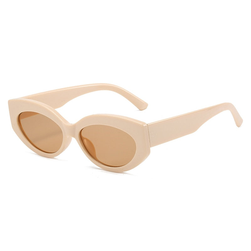 Playpark Cara Sunglasses feature vintage style frame with contrasting lenses made from recycled materials and 400 UV gradient - colour beige.